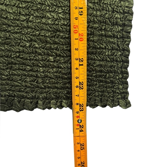 Y2K VTG Nicola Green Rouche Popcorn Tank Top Blouse Size Medium - Picture 9 of 10